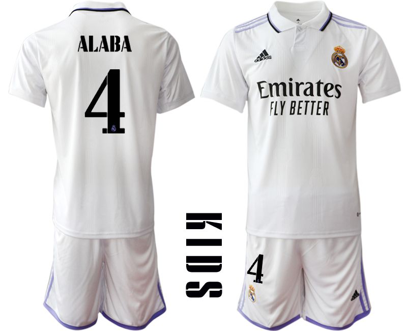 Youth 2022-2023 Club Real Madrid home white #4 Soccer Jersey->youth soccer jersey->Youth Jersey